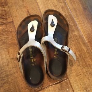Birkenstock Pearl White Gizeh Thong Sandals